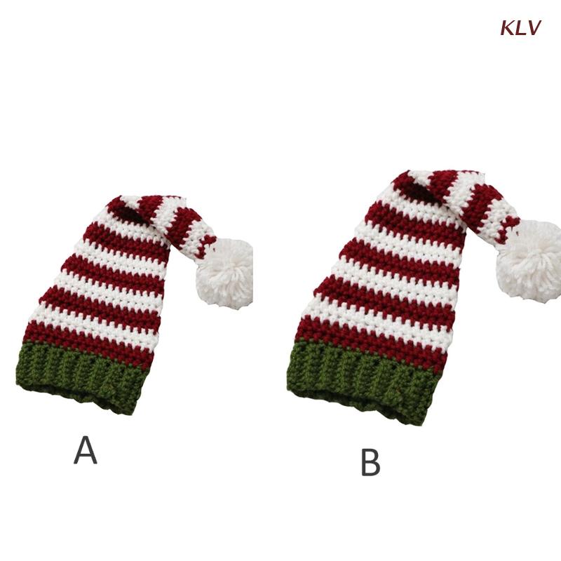 All-match Parent-child Woolen Hat Christmas Striped Knitted Hat Ear Protect w/Pompom Winter for Xmas Halloween New Year 6XDA